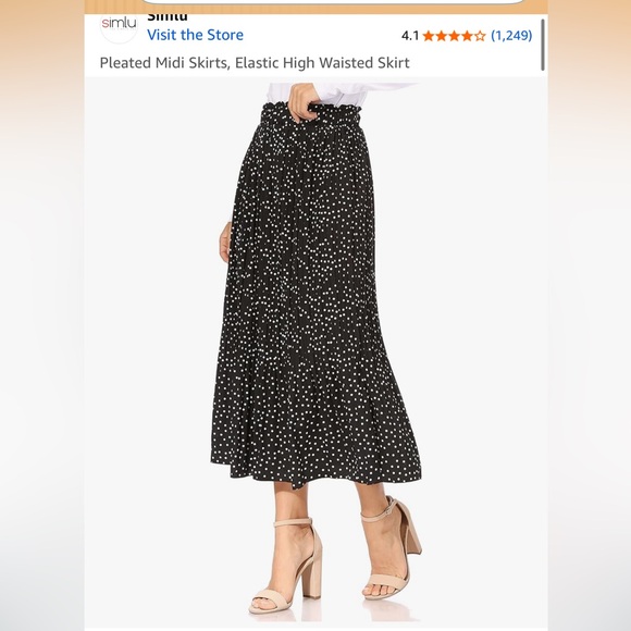 Simlu Black and White Polka Dot Pleated Skirt - Picture 1 of 3